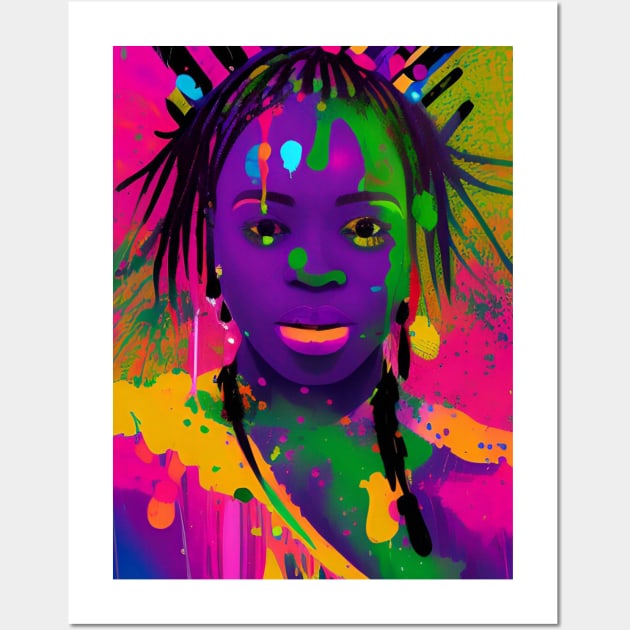 Happy Kwanzaa And Cool African American Woman Female Drawing Wall Art by ninajiana